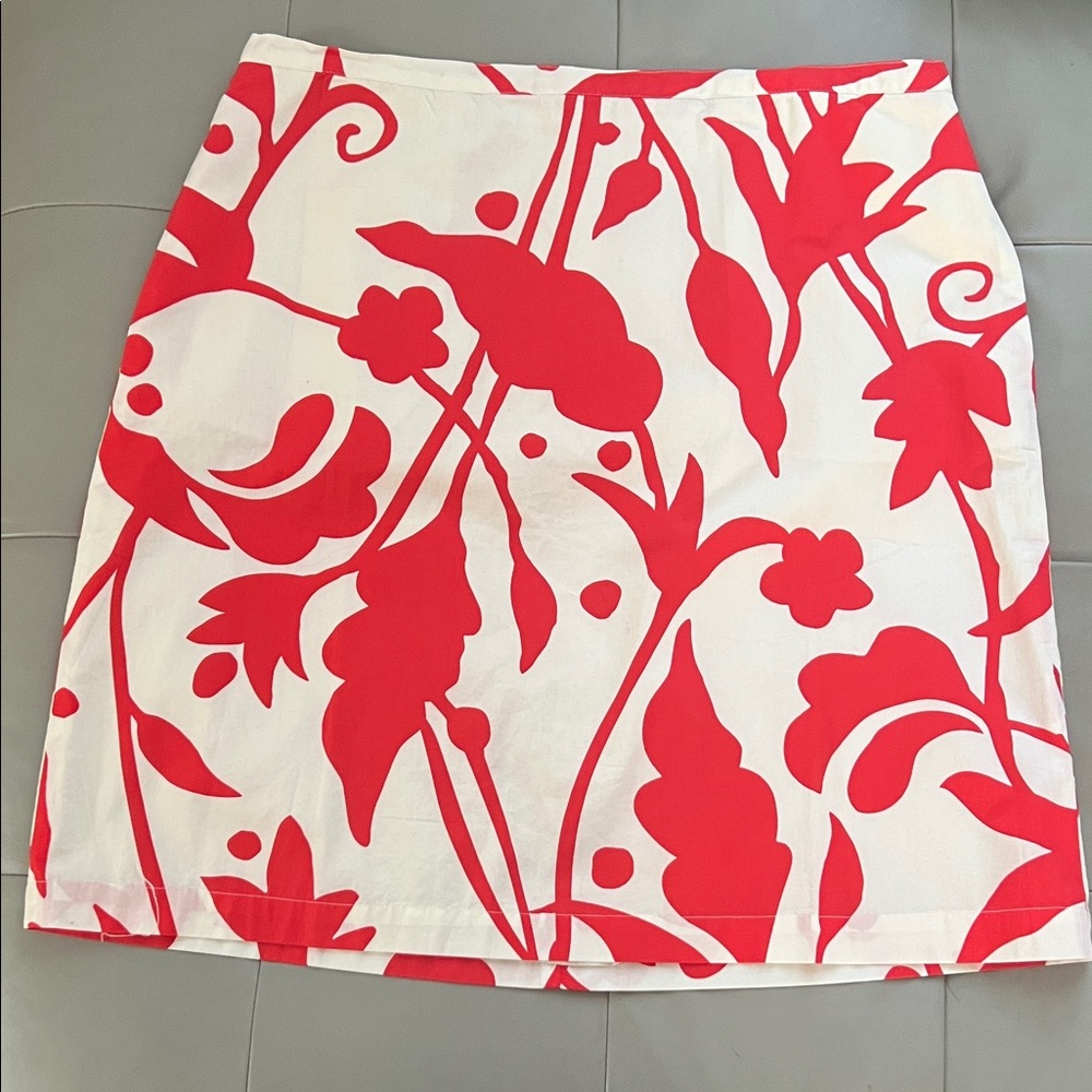 Boden Red and White A-Line Skirt
